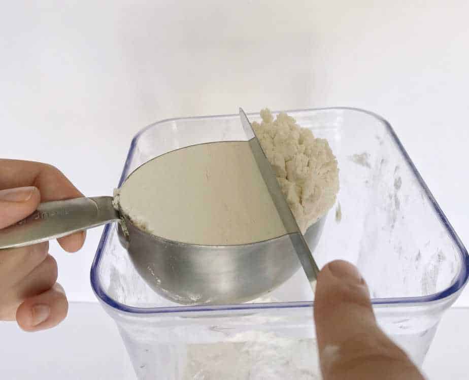 scrape flour back into container