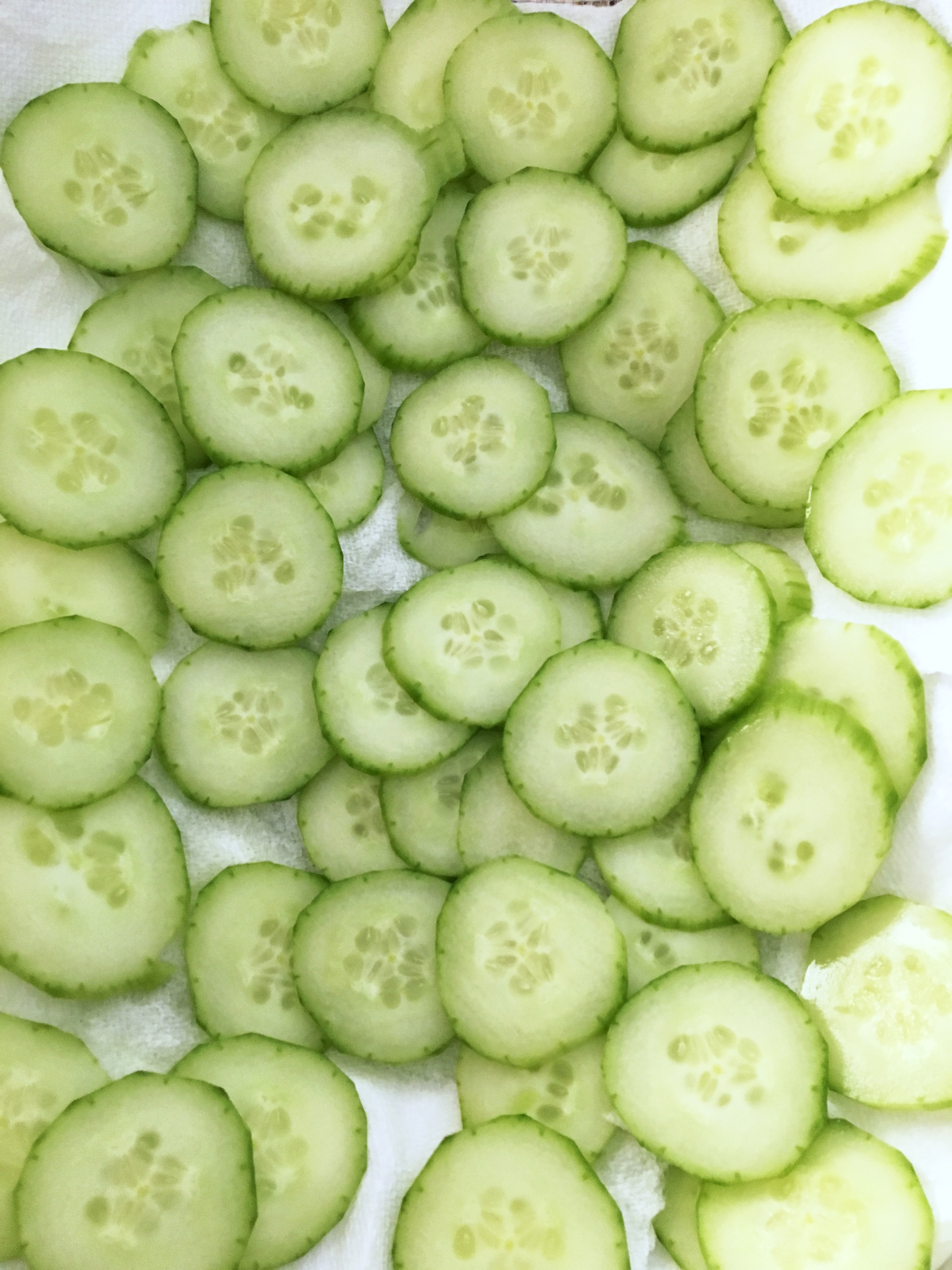 thinly sliced English cucumbers