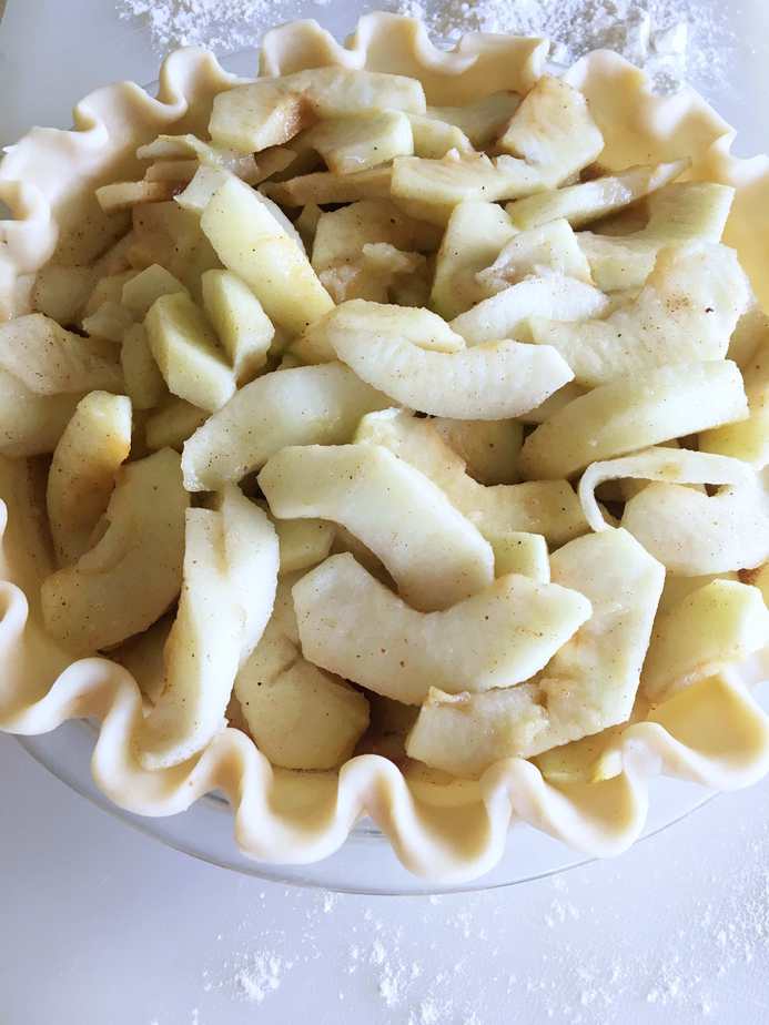 pie crust filled with apple filling