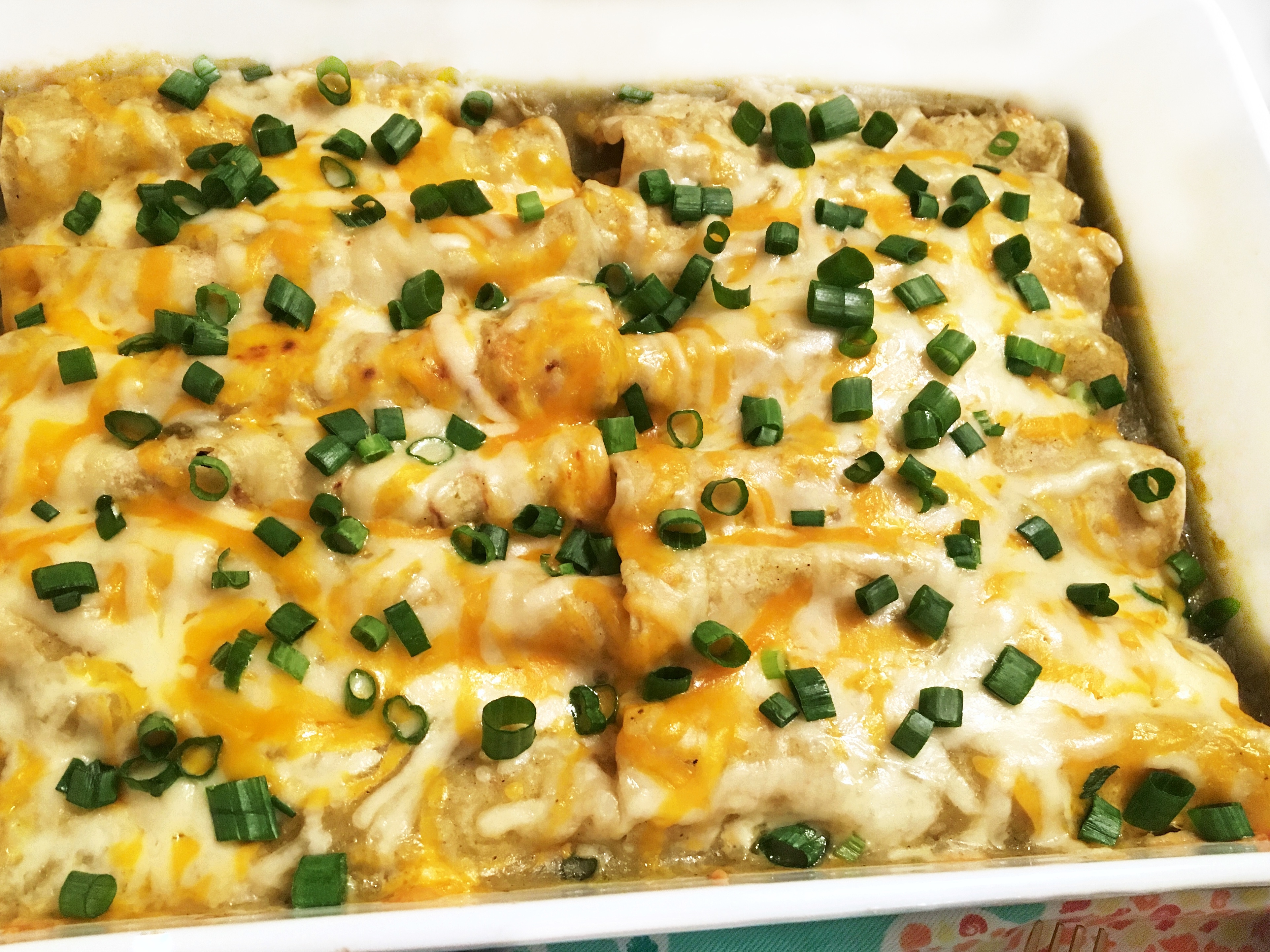 Try our cheesy Green Chile Chicken enchiladas with a flavorful green sauce