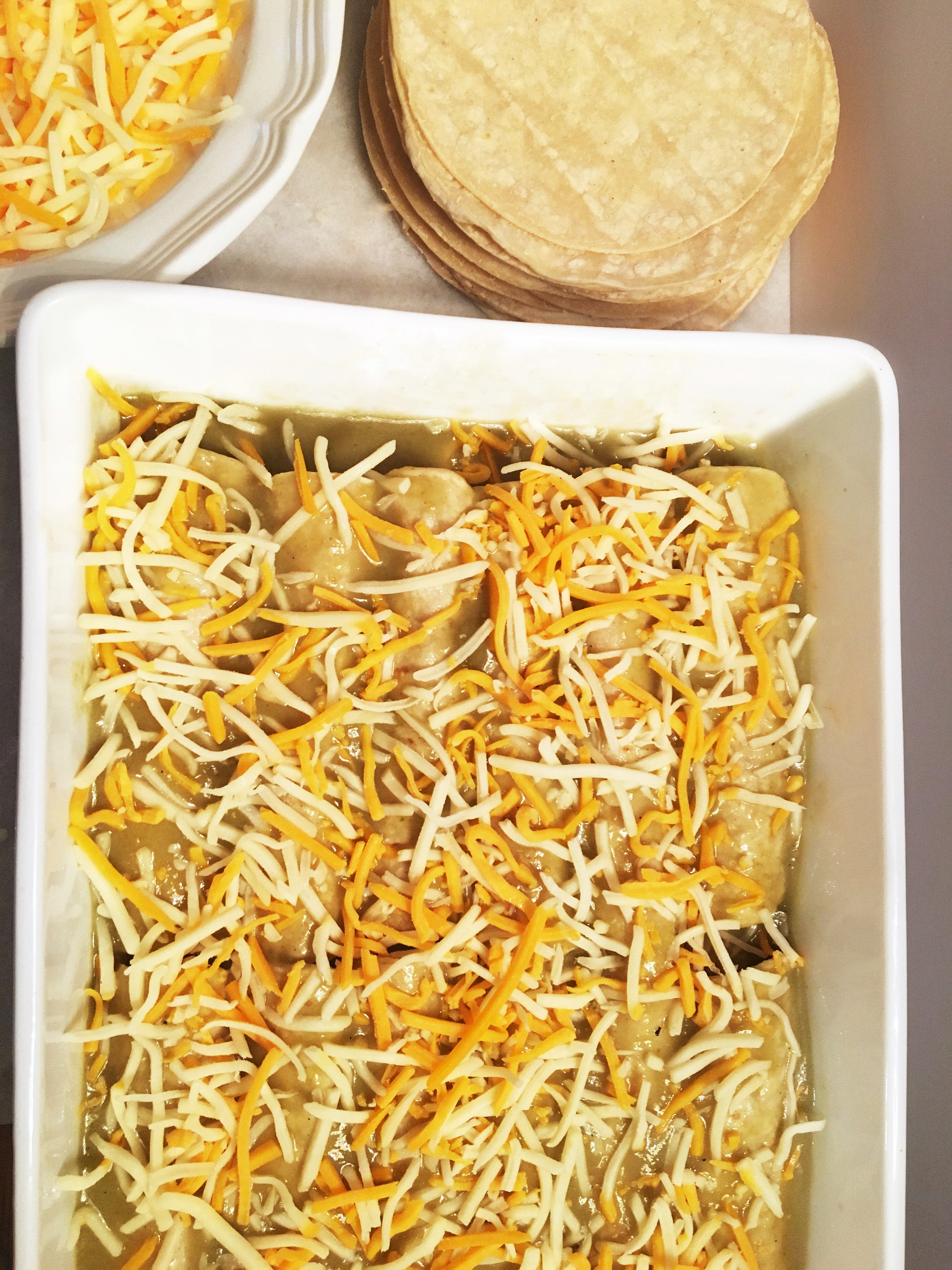Try our cheesy Green Chile Chicken enchiladas with a flavorful green sauce