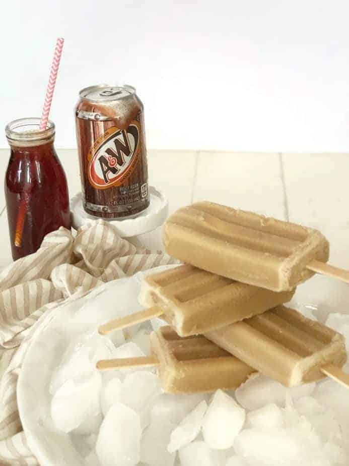 rootbeer popsicles and can of rootbeer
