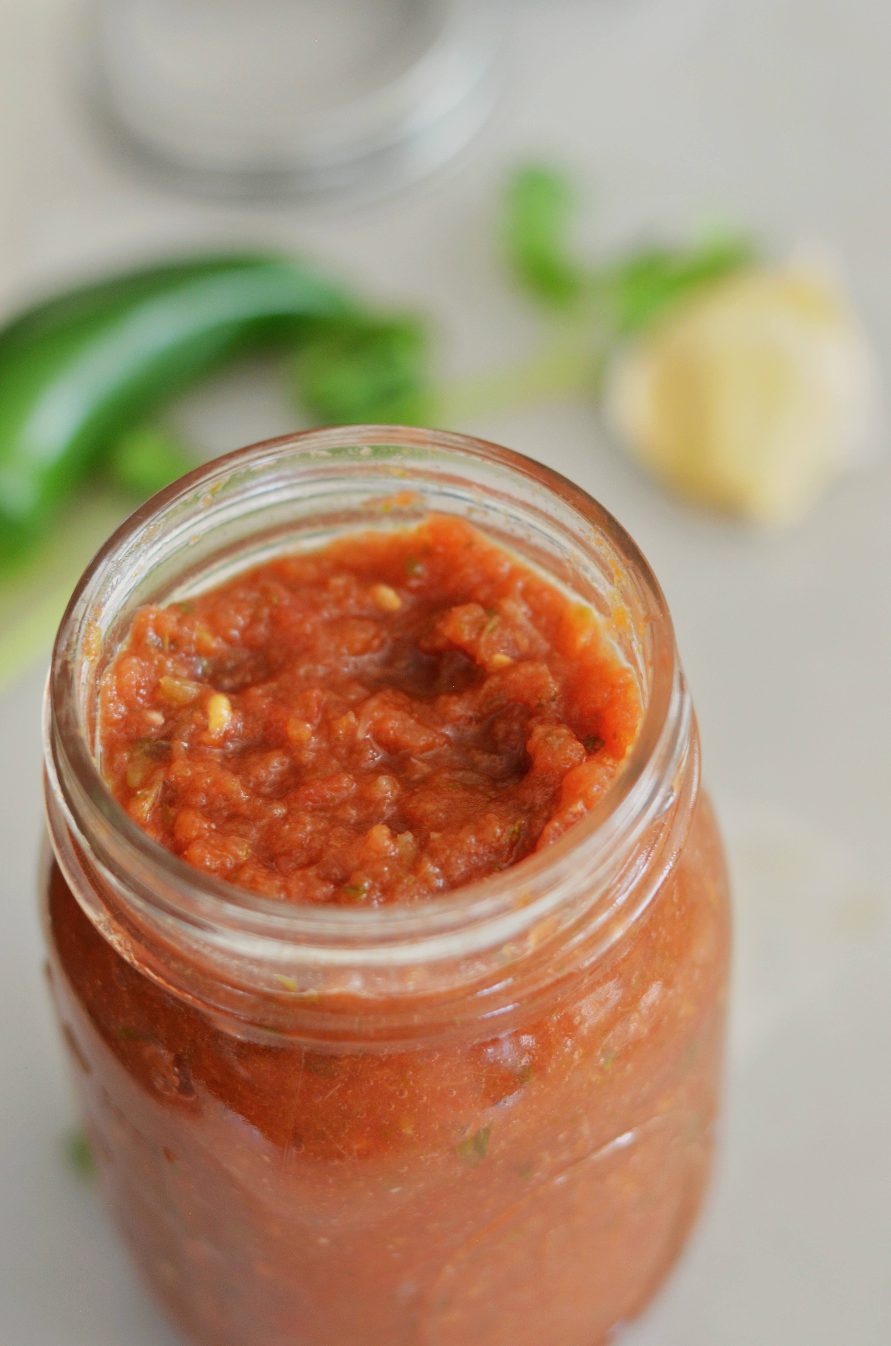 jar of homemade salsa