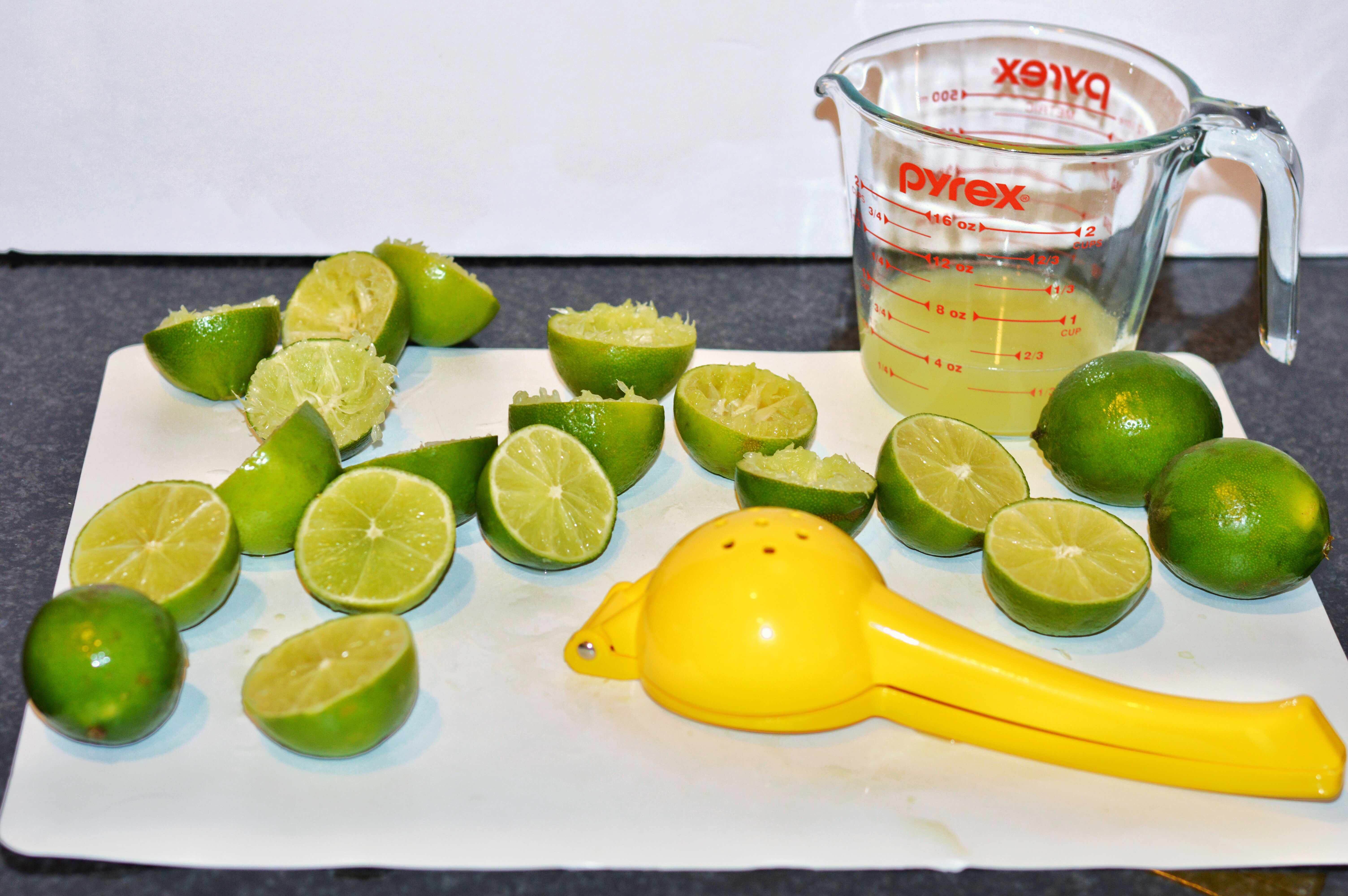 fresh cut limes and lime juice