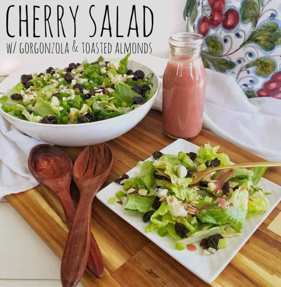 cherry salad with gorgonzola and toasted almonds and cherry vinaigrette