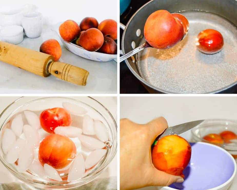 showing how to peel peaches easily