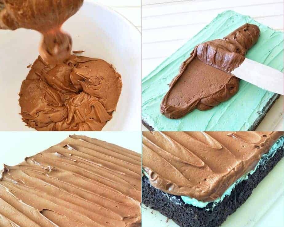 Making chocolate frosting for mint brownies 