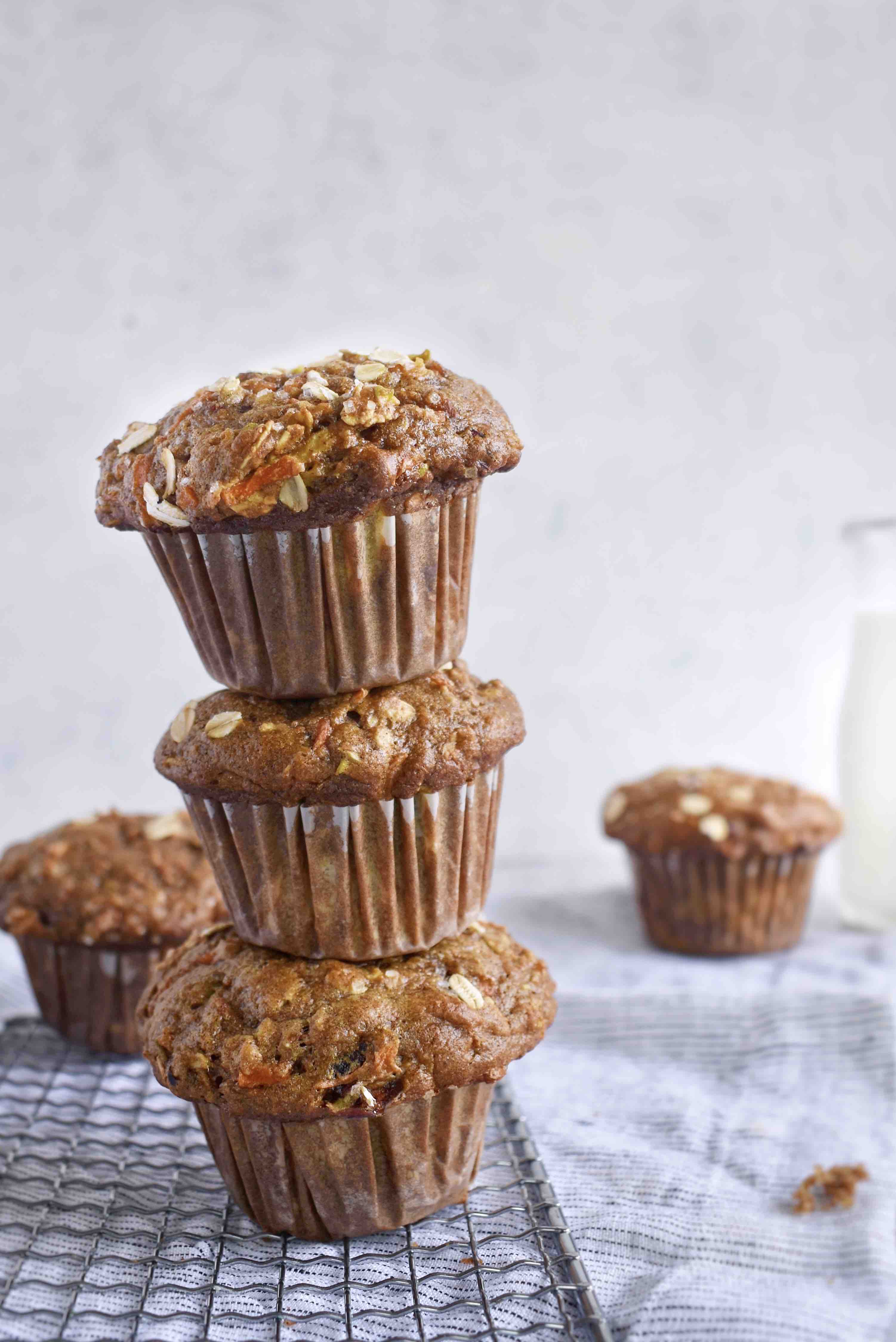 tall stack of morning glory muffins