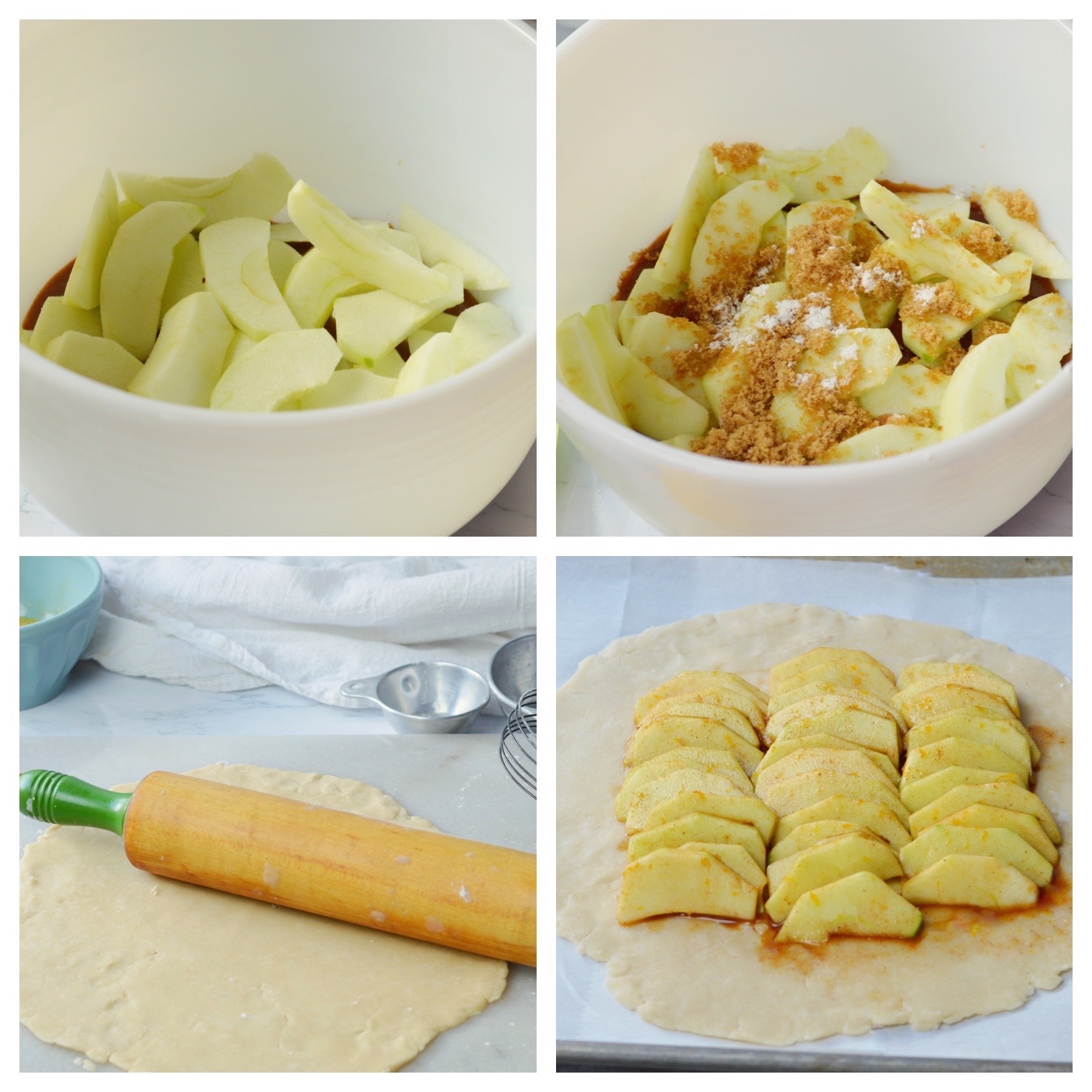 process picture for apple galette with 4 steps
