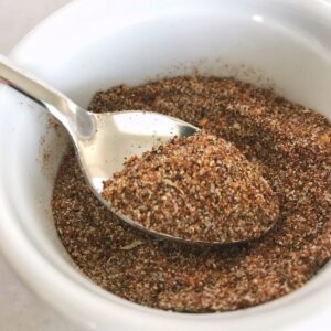 taco seasoning in small bowl with spoon