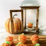 Halloween Pumpkin Cupcakes with a lantern