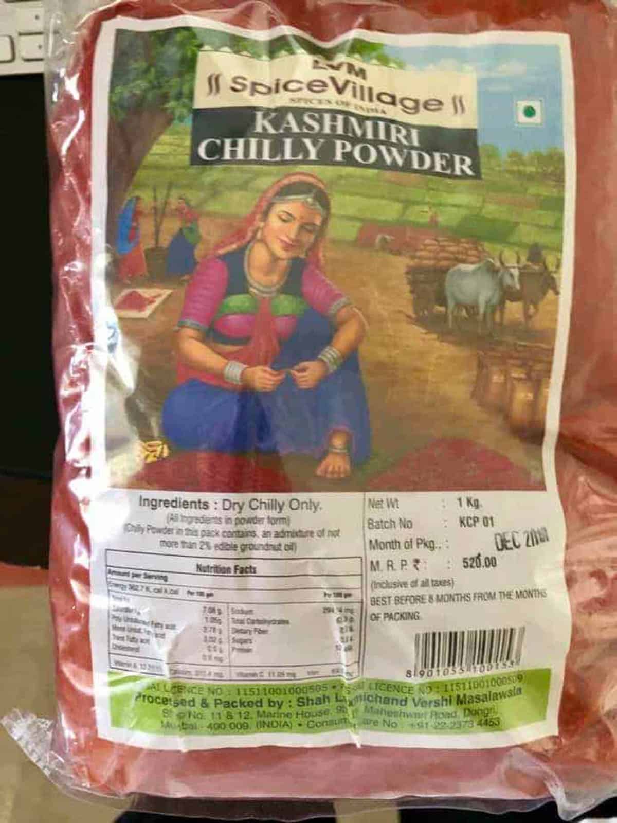 package or red Kashmiri chili.