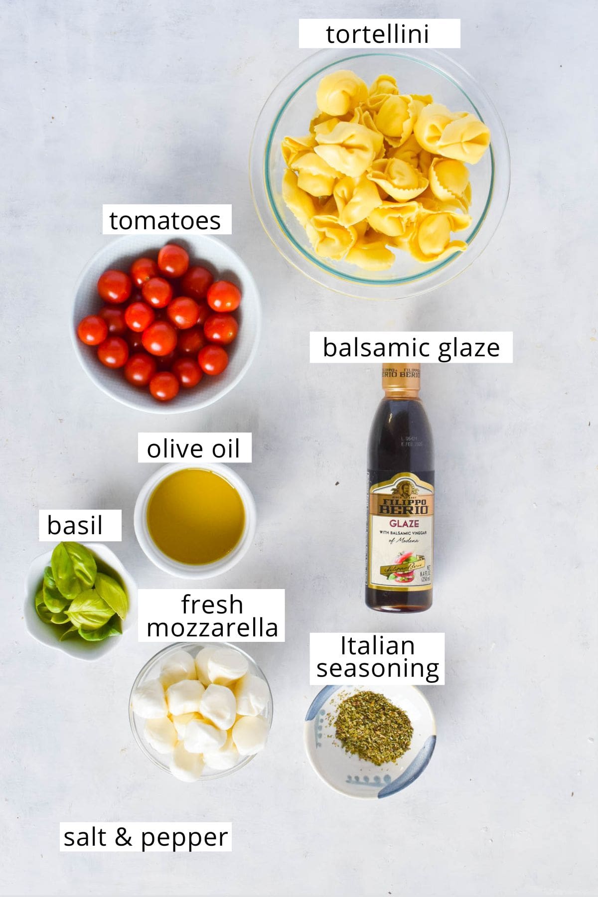 ingredients for recipe laid out and labeled.