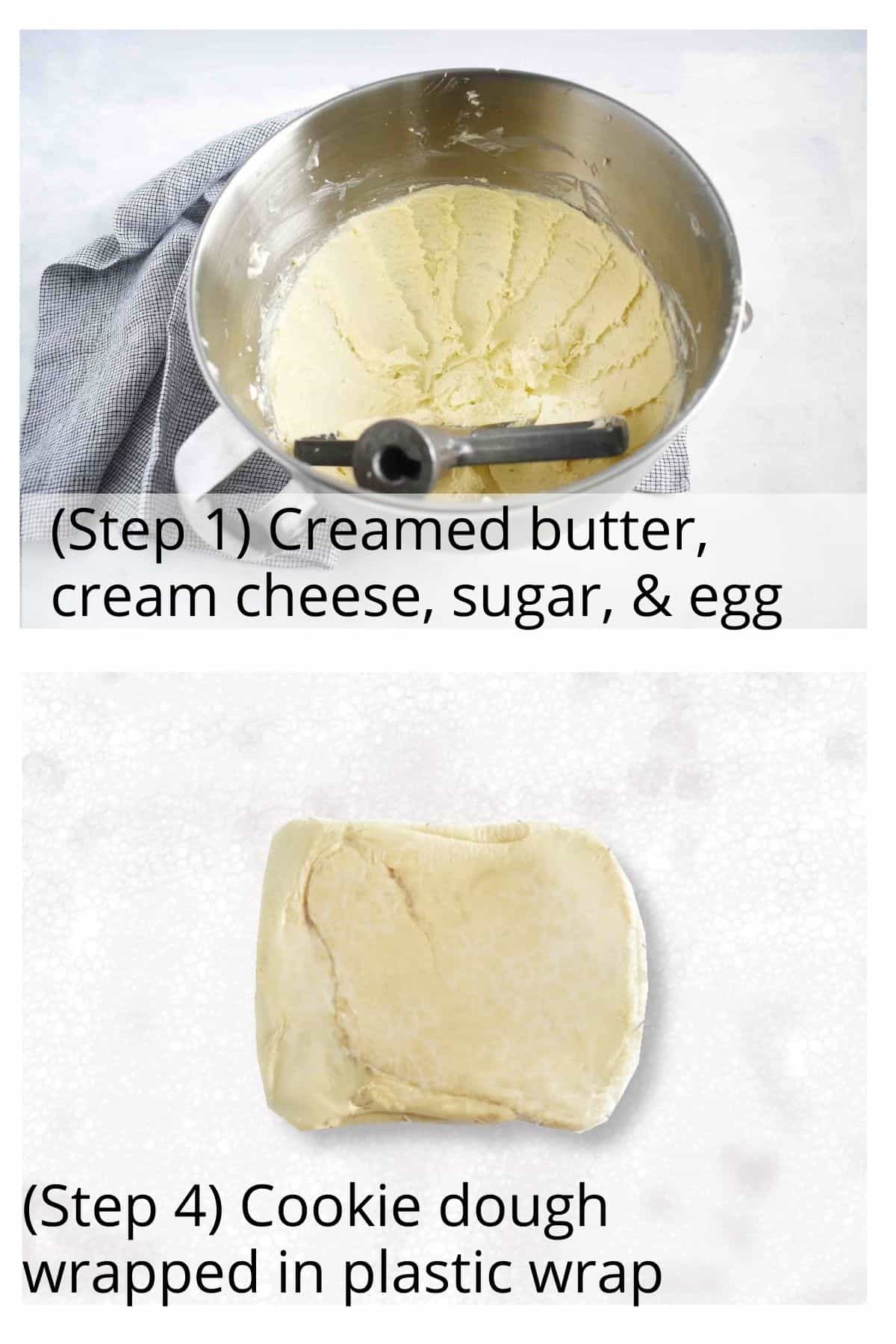 two images showing how to make the cookie dough. 