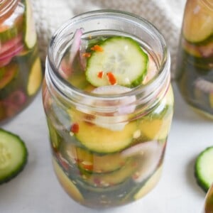 open jar of pickles.