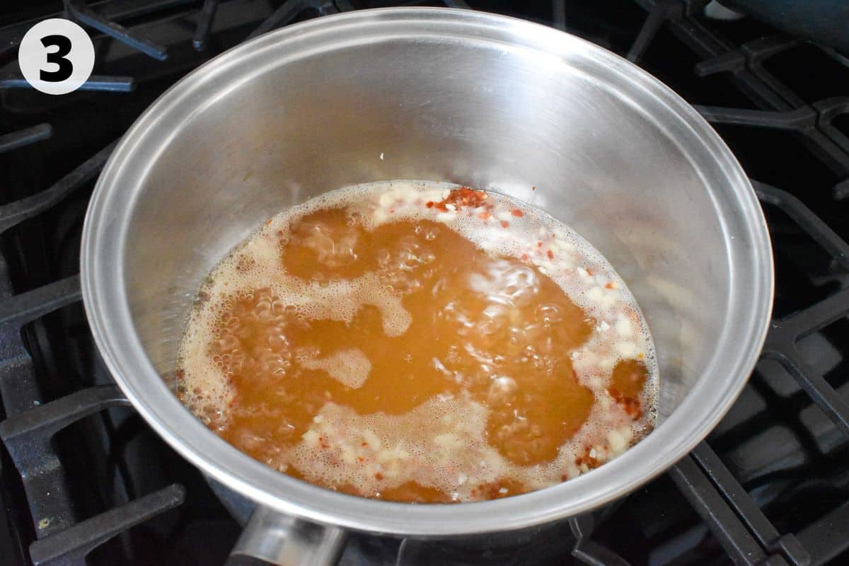 vinegar mixture boiling together. 