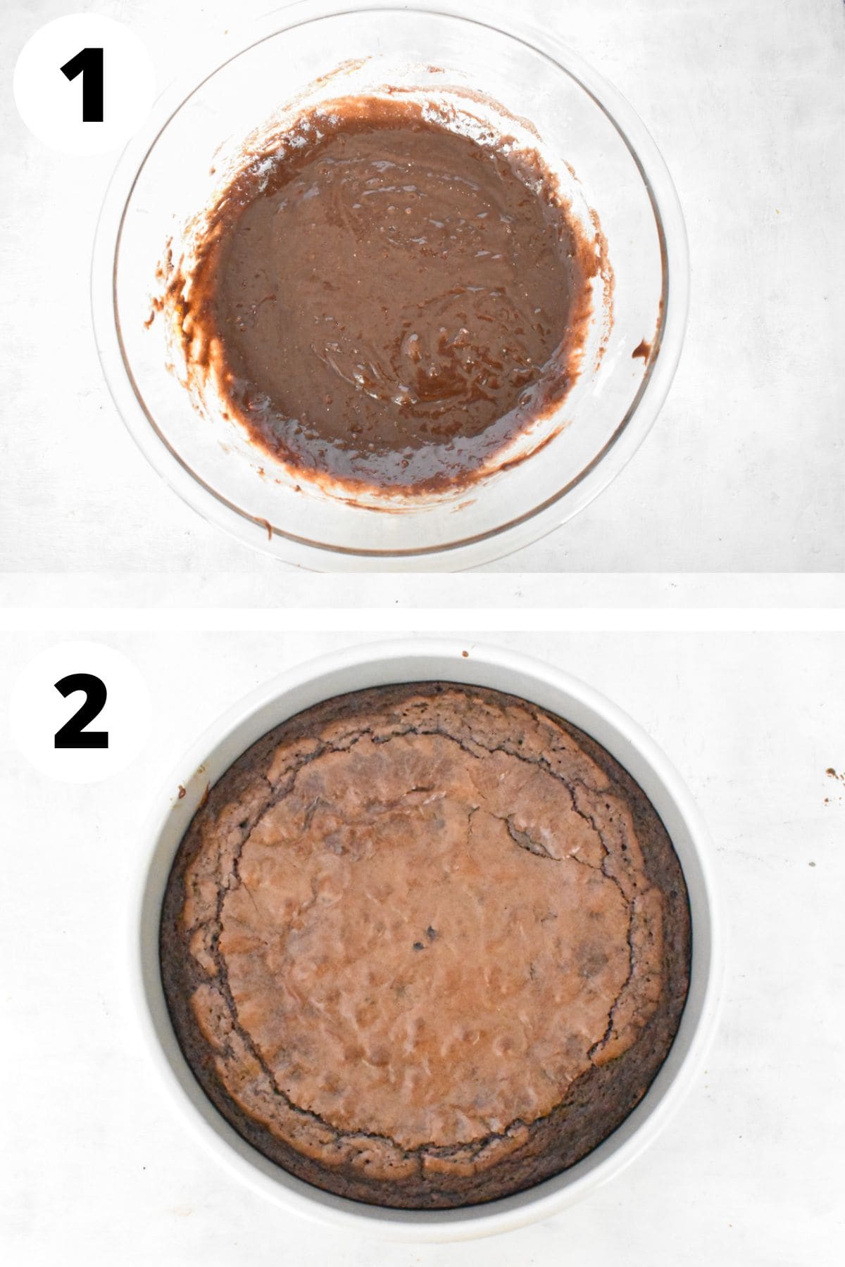 brownies being baked in round pan.