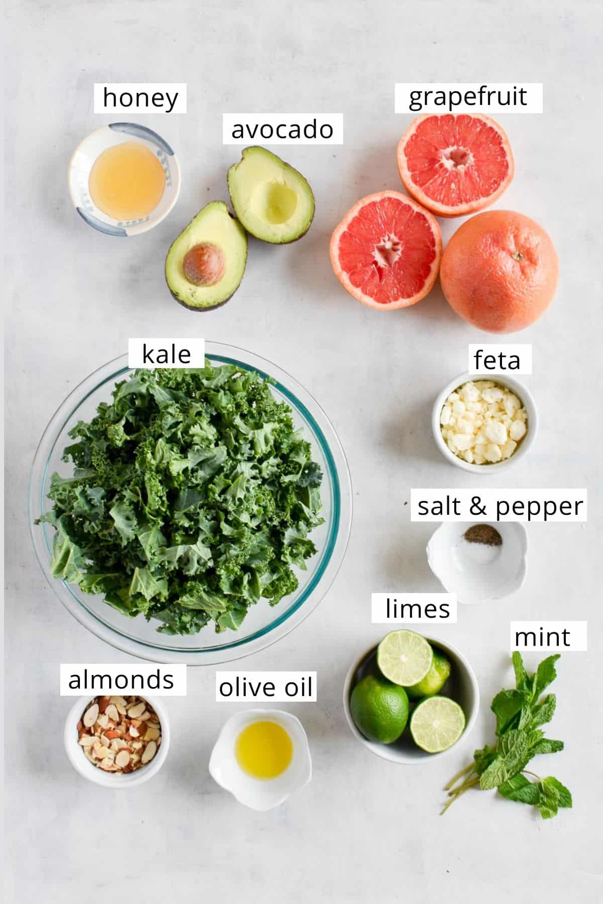 ingredients for recipe laid out and labeled.