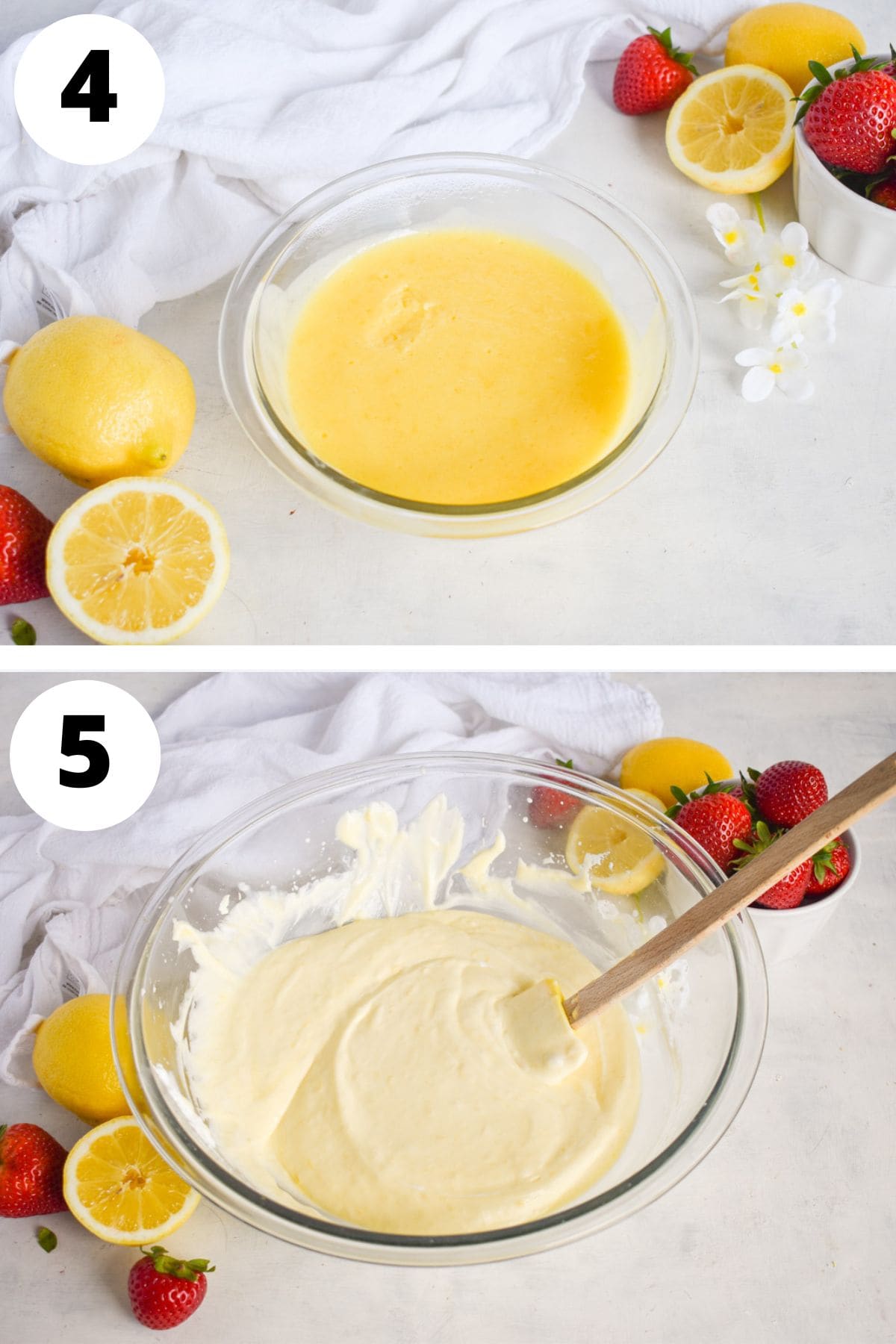 lemon curd and whipped cream mixed to make lemon mousse.