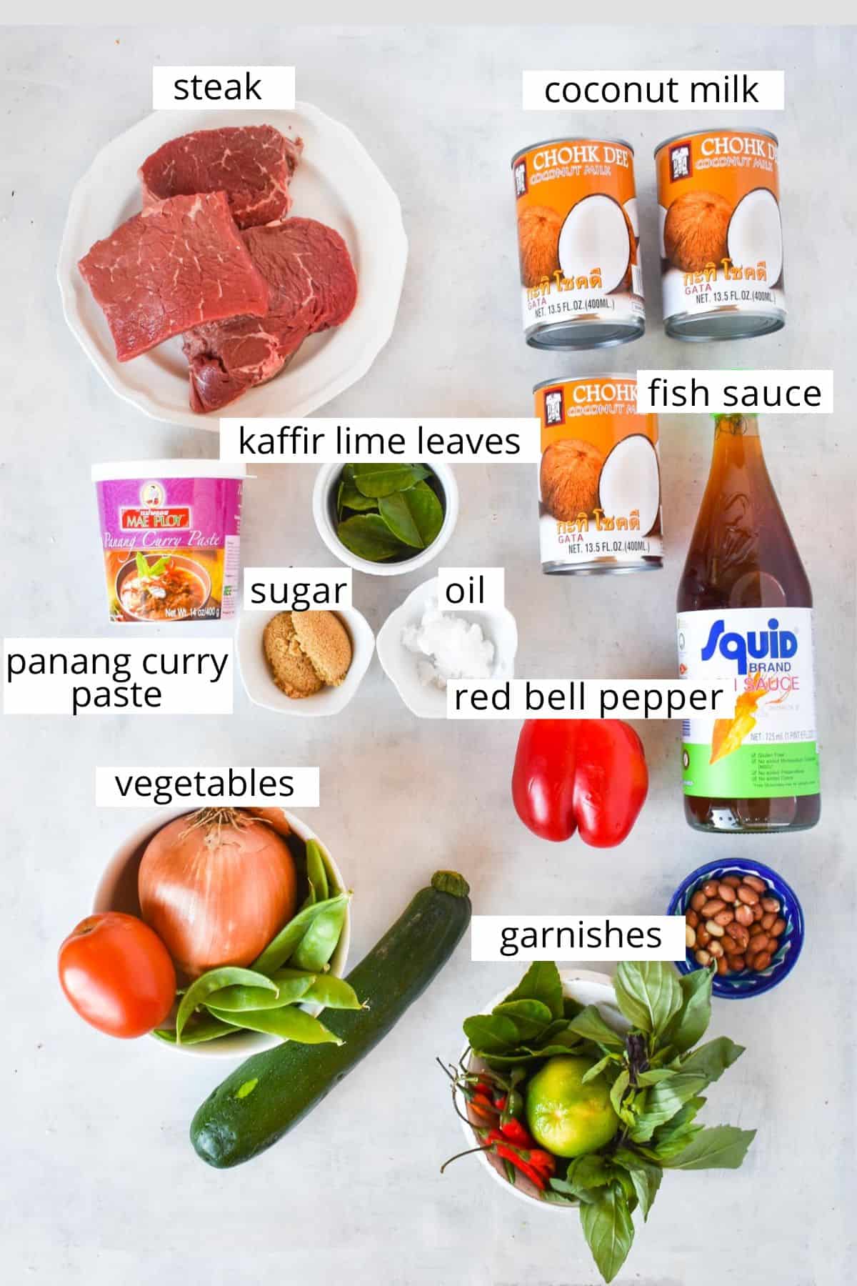 ingredients for recipe laid out and labeled.