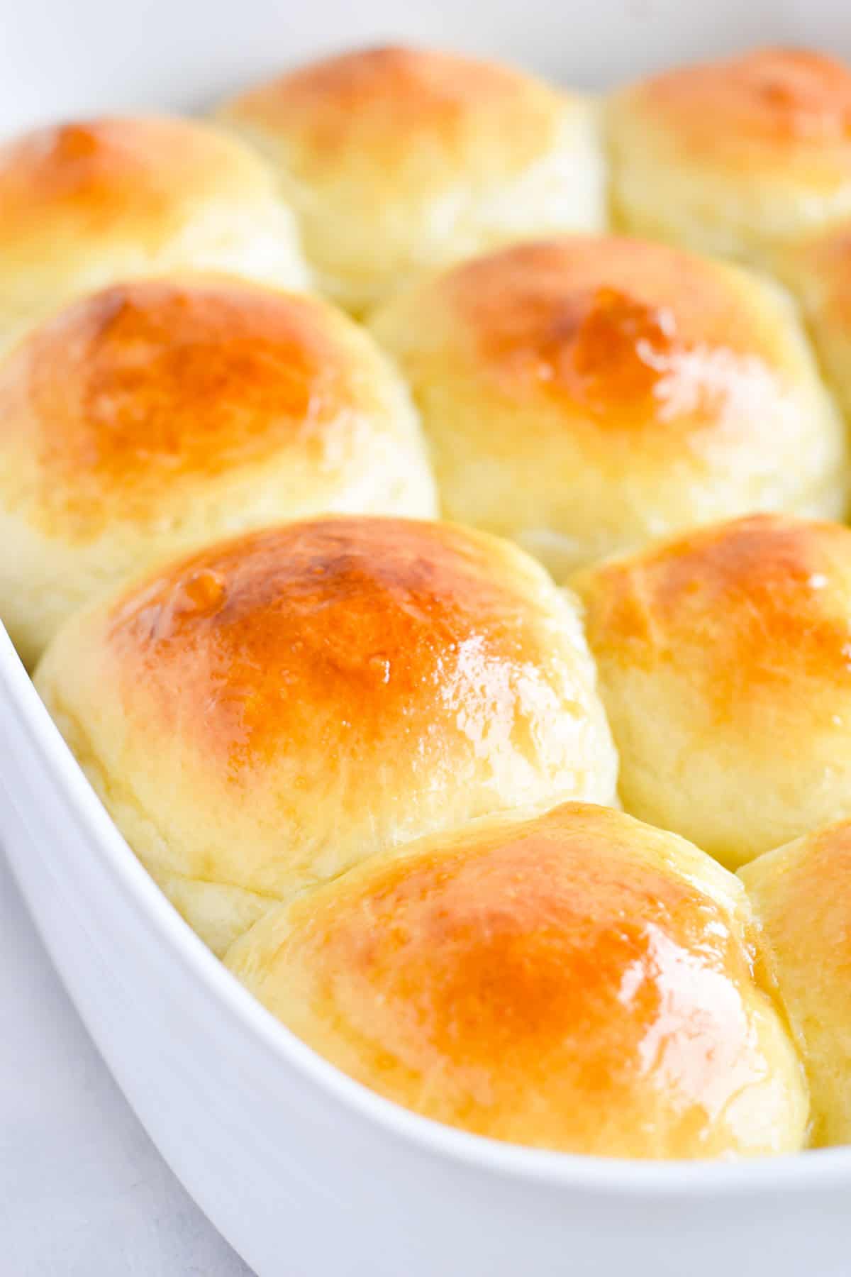 pan full of golden rolls.