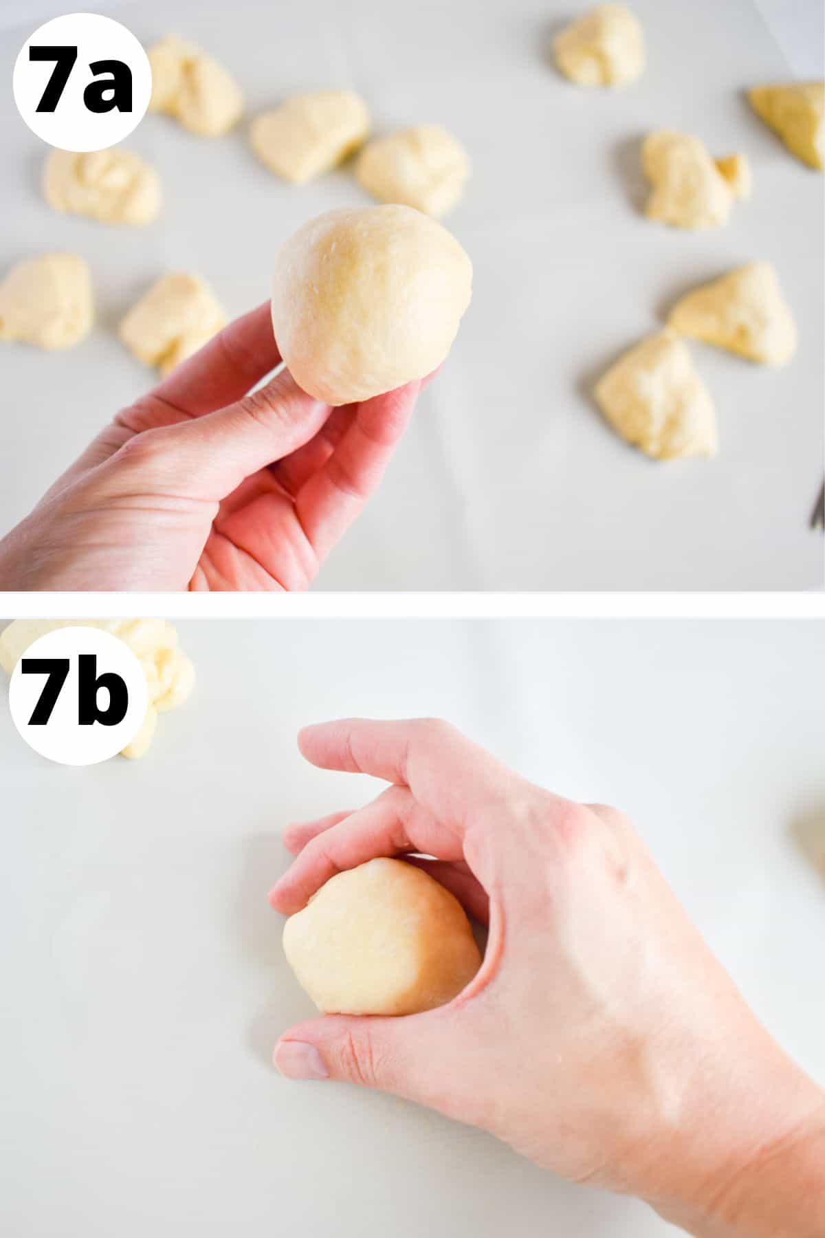 Shaping the dough into balls.