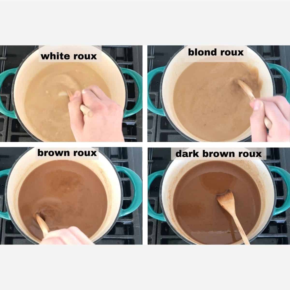 4 stages of browning a roux.
