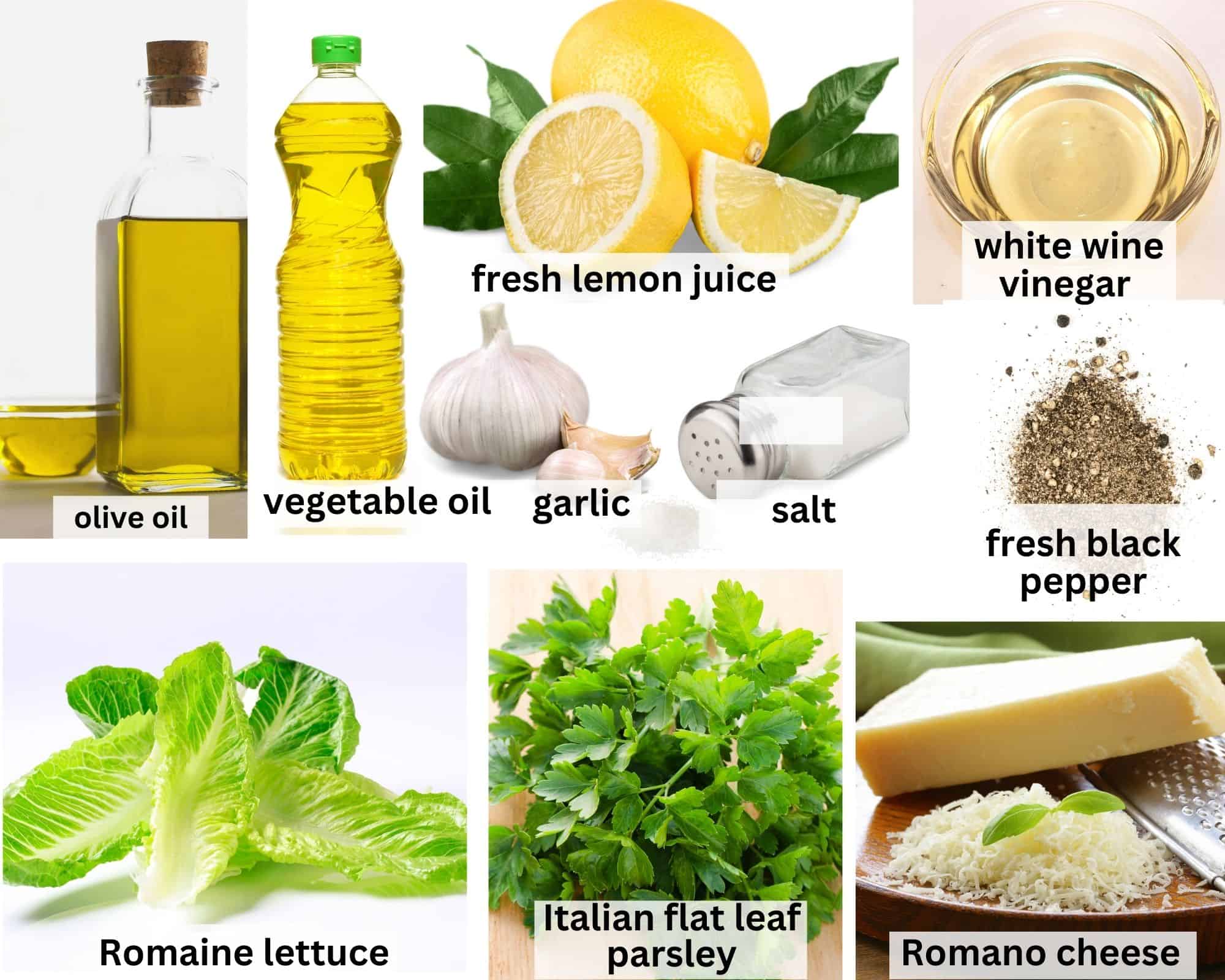 Ingredients needed to create Lousiana famous sensation salad and sensation salad dressing.