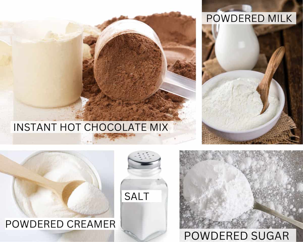 pictures of ingredients for best hot chocolate mix.