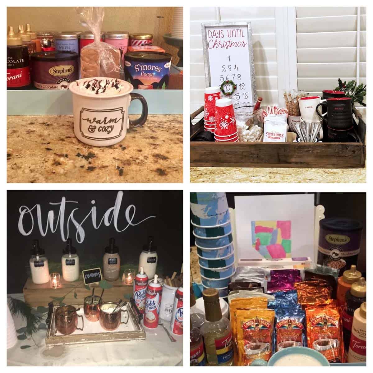 4 views of how to make a hot chocolate bar at home.