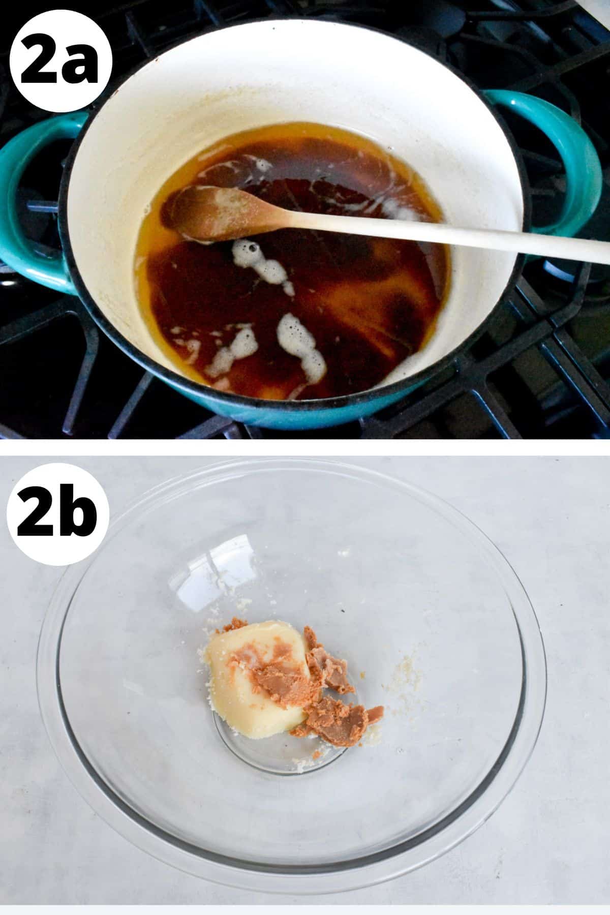 butter being browned in pot and then cooled.