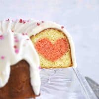 sliced open bundt cake showing heart inside