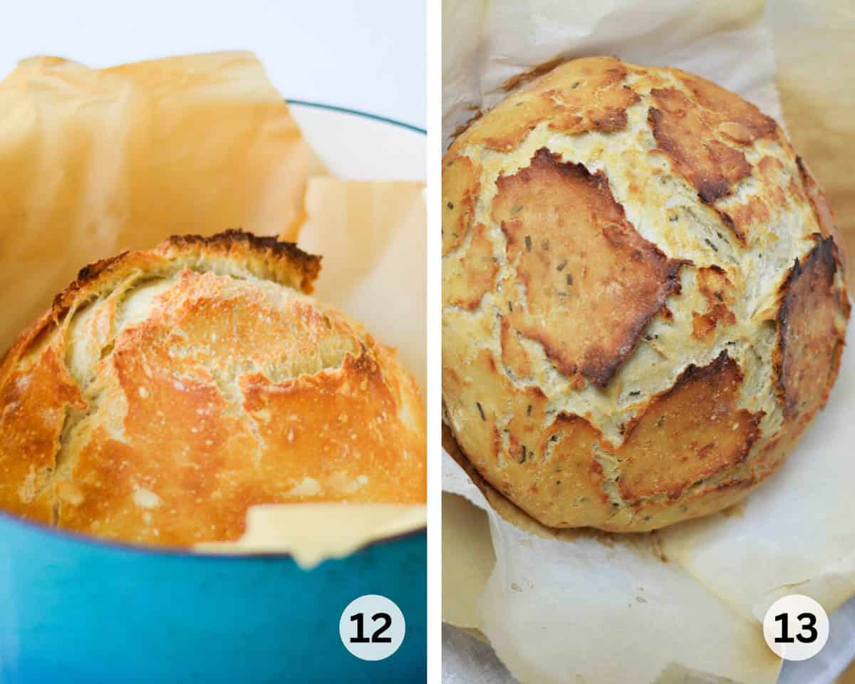 Baked bread in dutch oven.