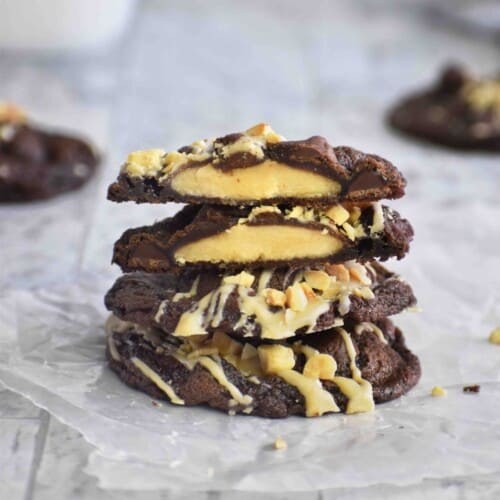 stack of peanut butter chocolate cookies