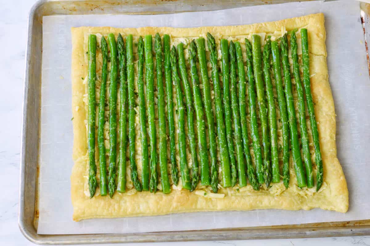 uncooked asparagus tart.