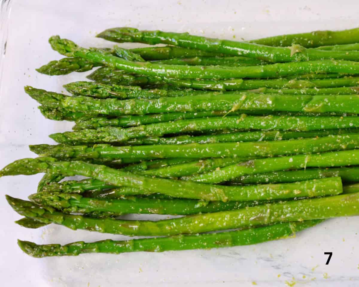 fresh asparagus tossed in olive oil and spices.
