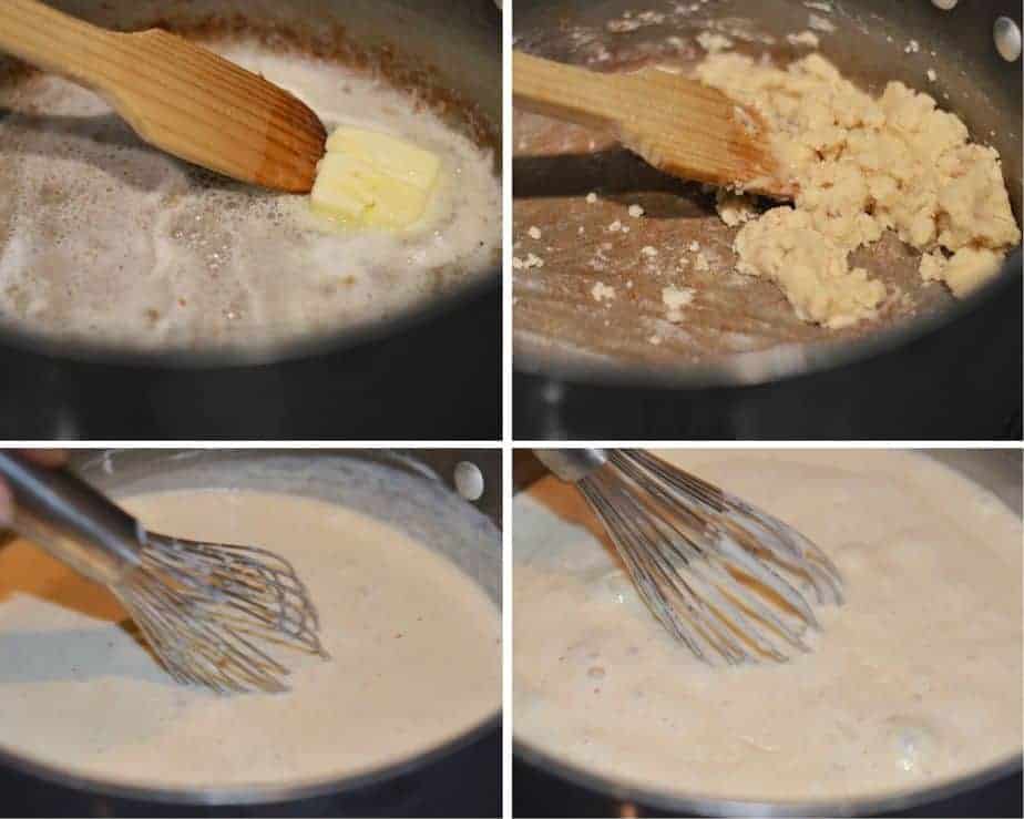 4 pictures with steps to make gravy