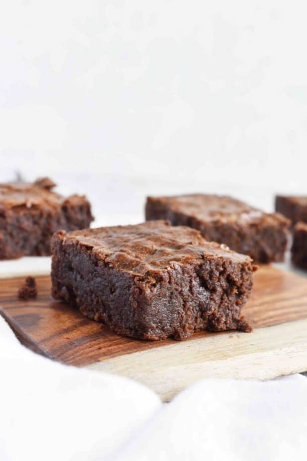 brownie sitting on wooden board