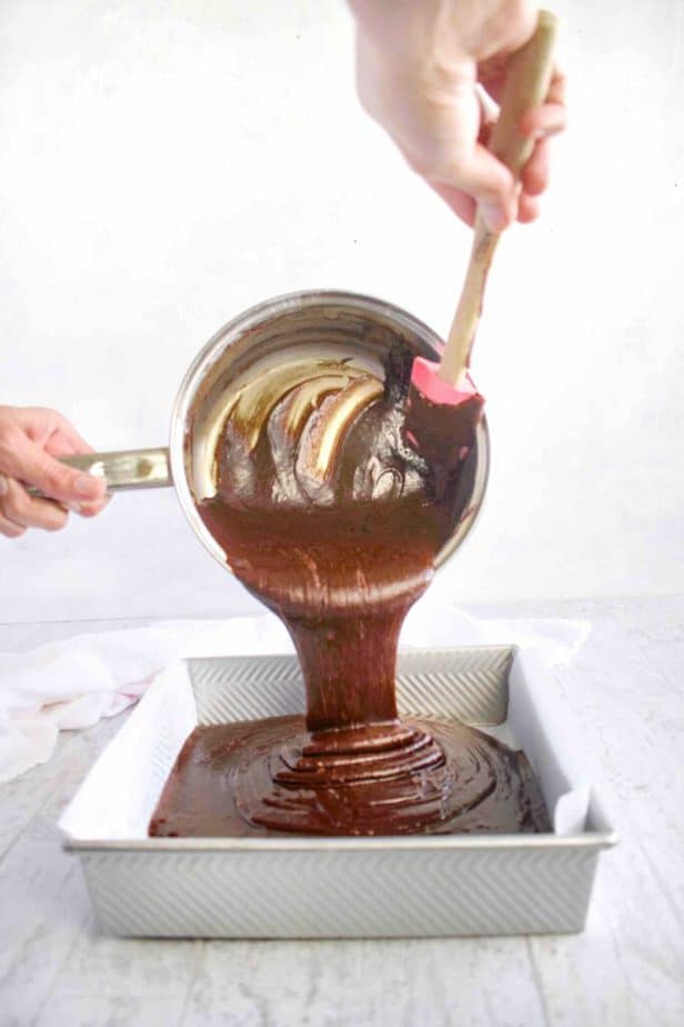 batter being poured into pan