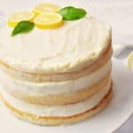 3 layer cake with white cake and lemon filling