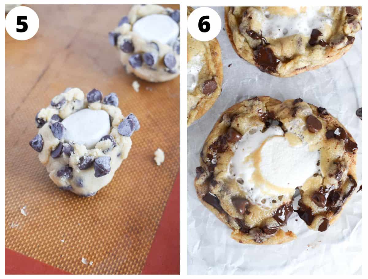 2 images showing how to bake cookies. 