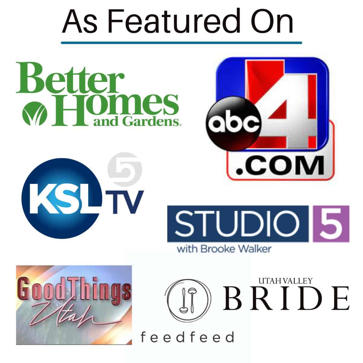 logos displaying where In Fine Taste has been featured. 