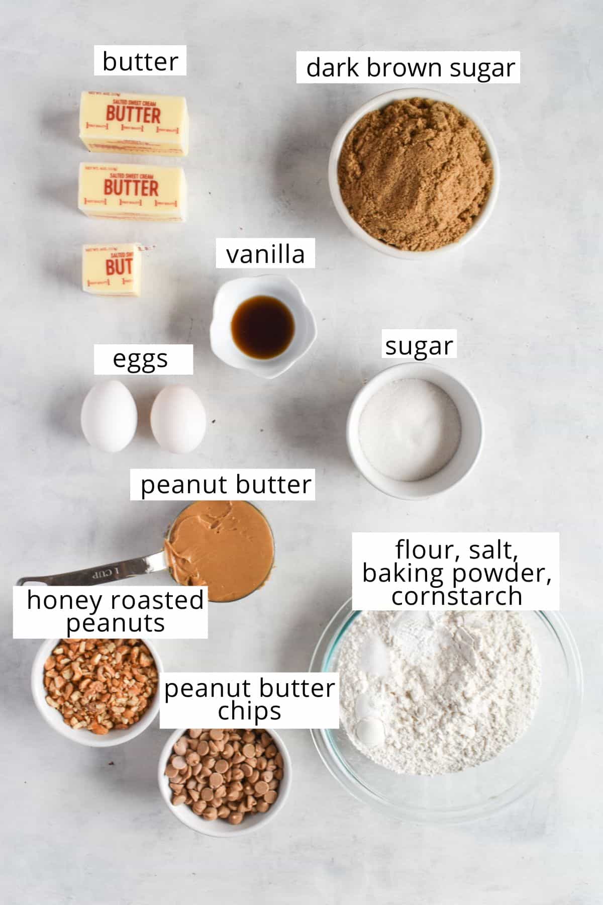 ingredients for recipe laid out and labeled.