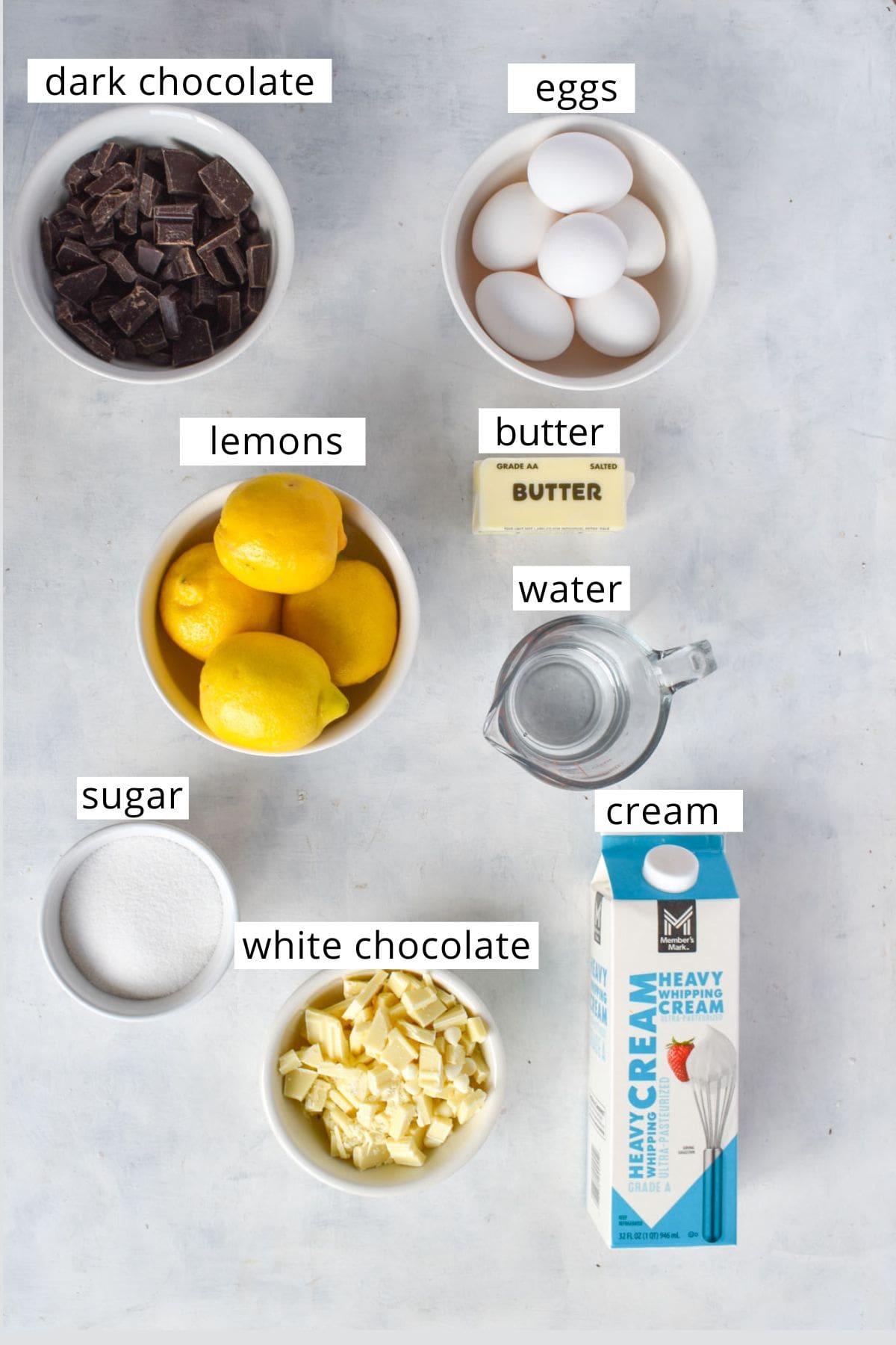 ingredients for recipe laid out and labeled.
