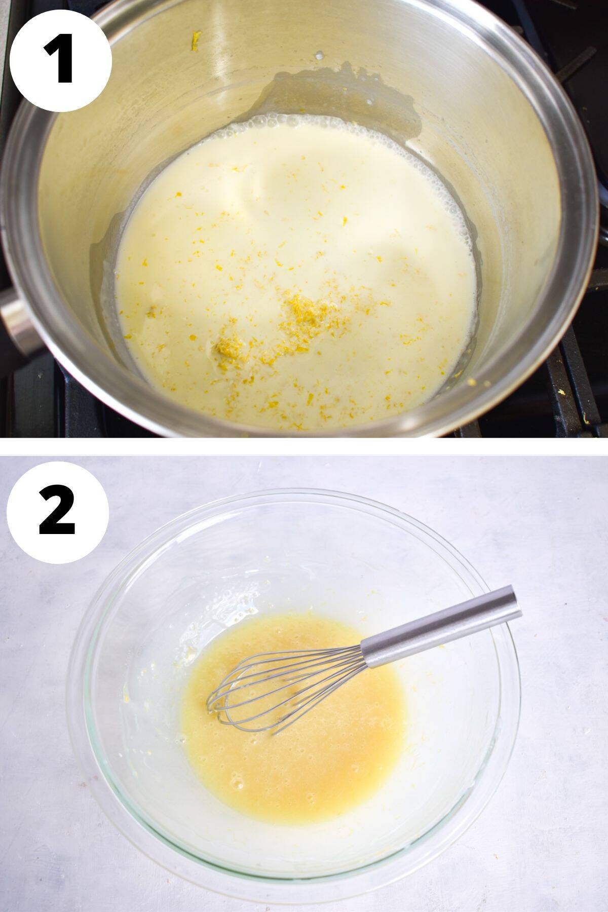 cream infused with lemon poured over white chocolate.