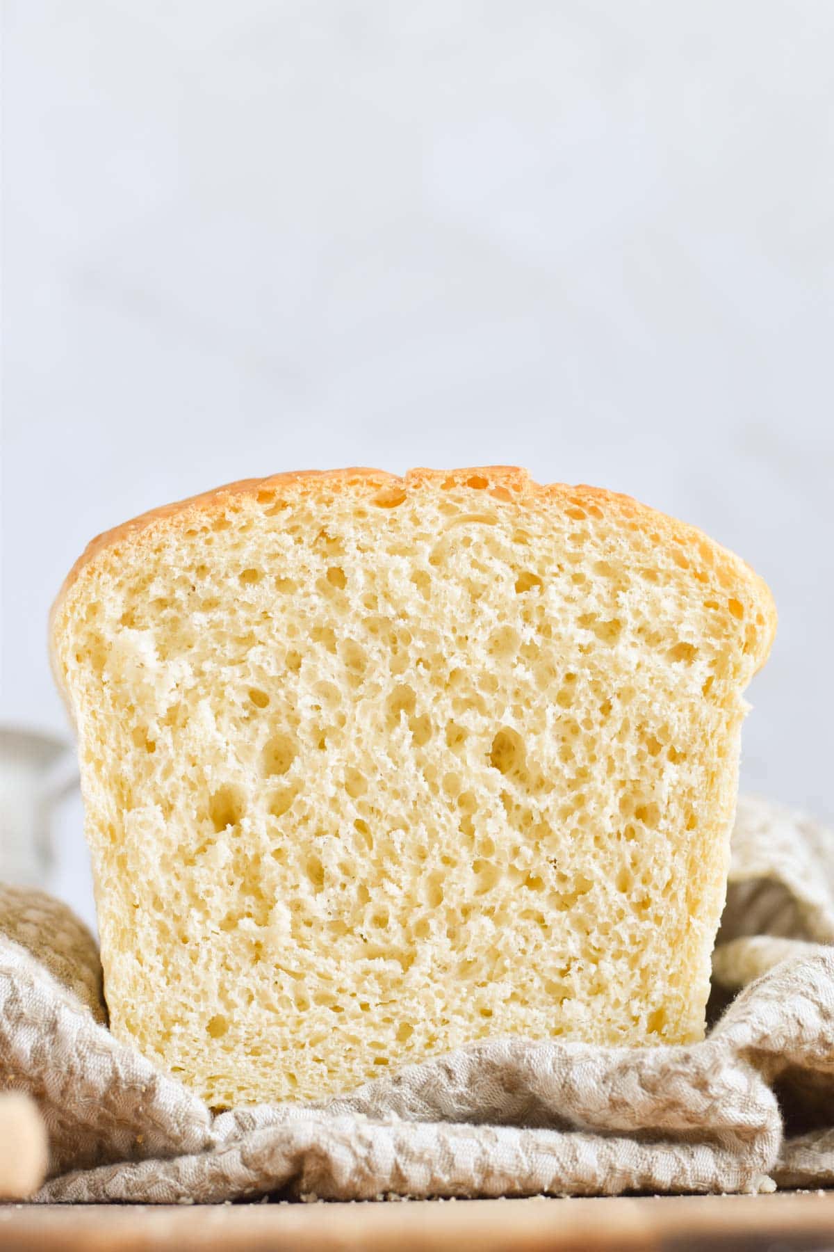 sandwich bread loaf sliced open. 