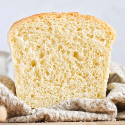 sliced open sandwich bread loaf.