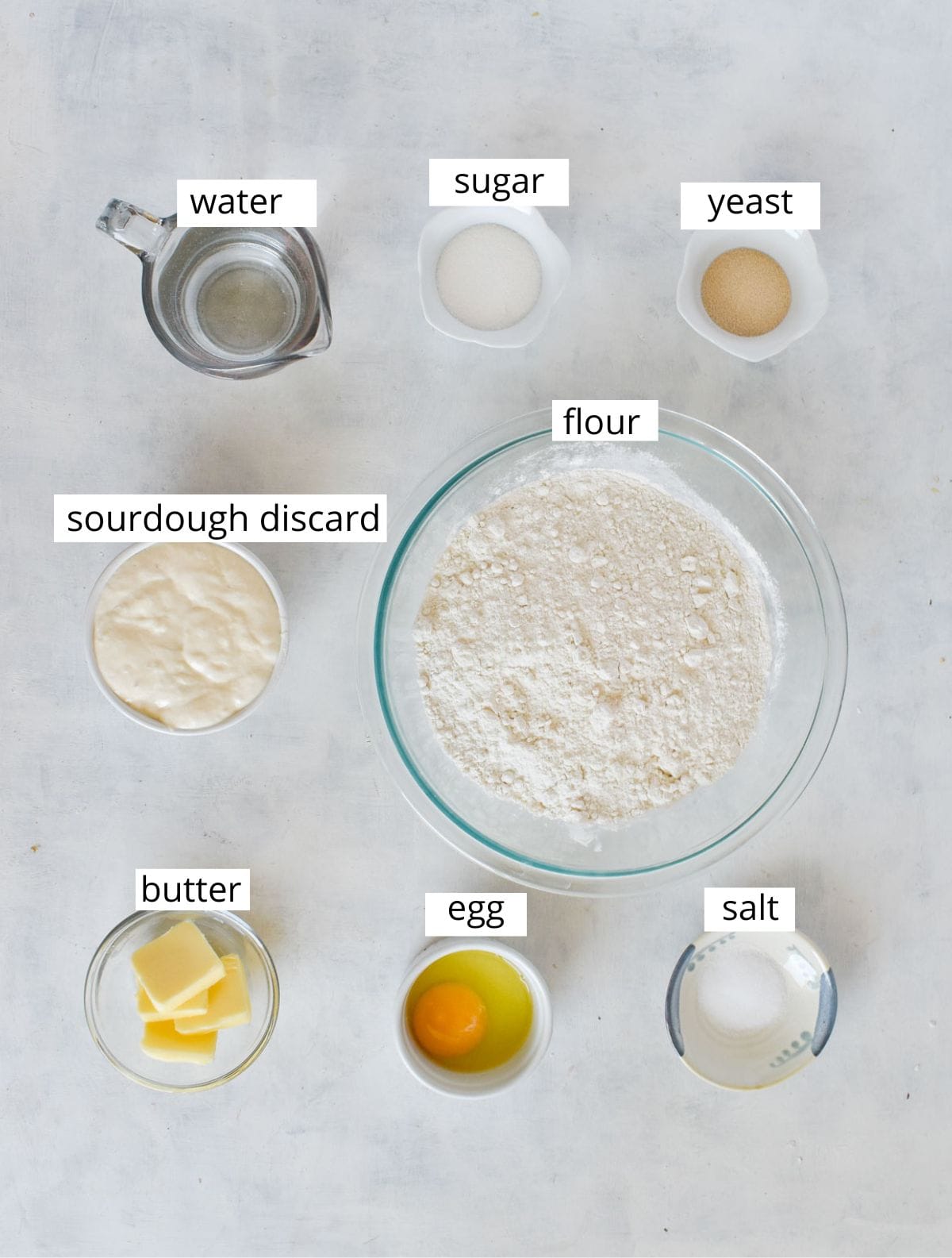 ingredients for recipe laid out and labeled.