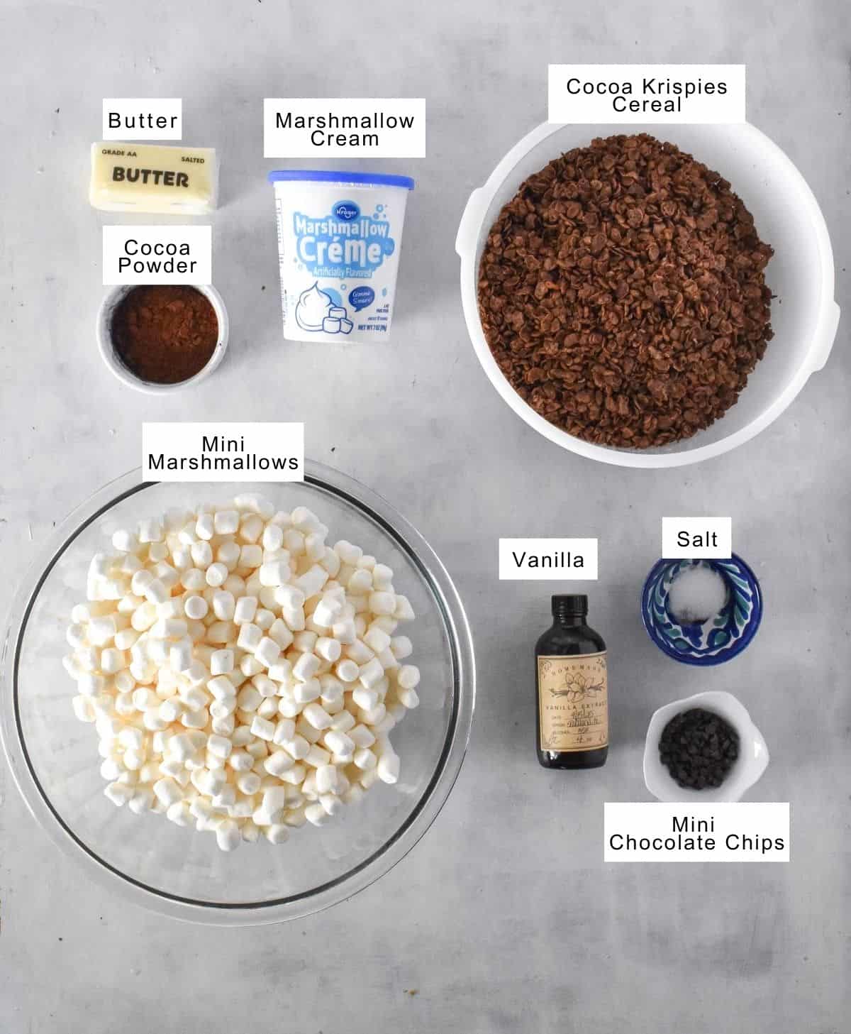 ingredients for recipe laid out and labeled.