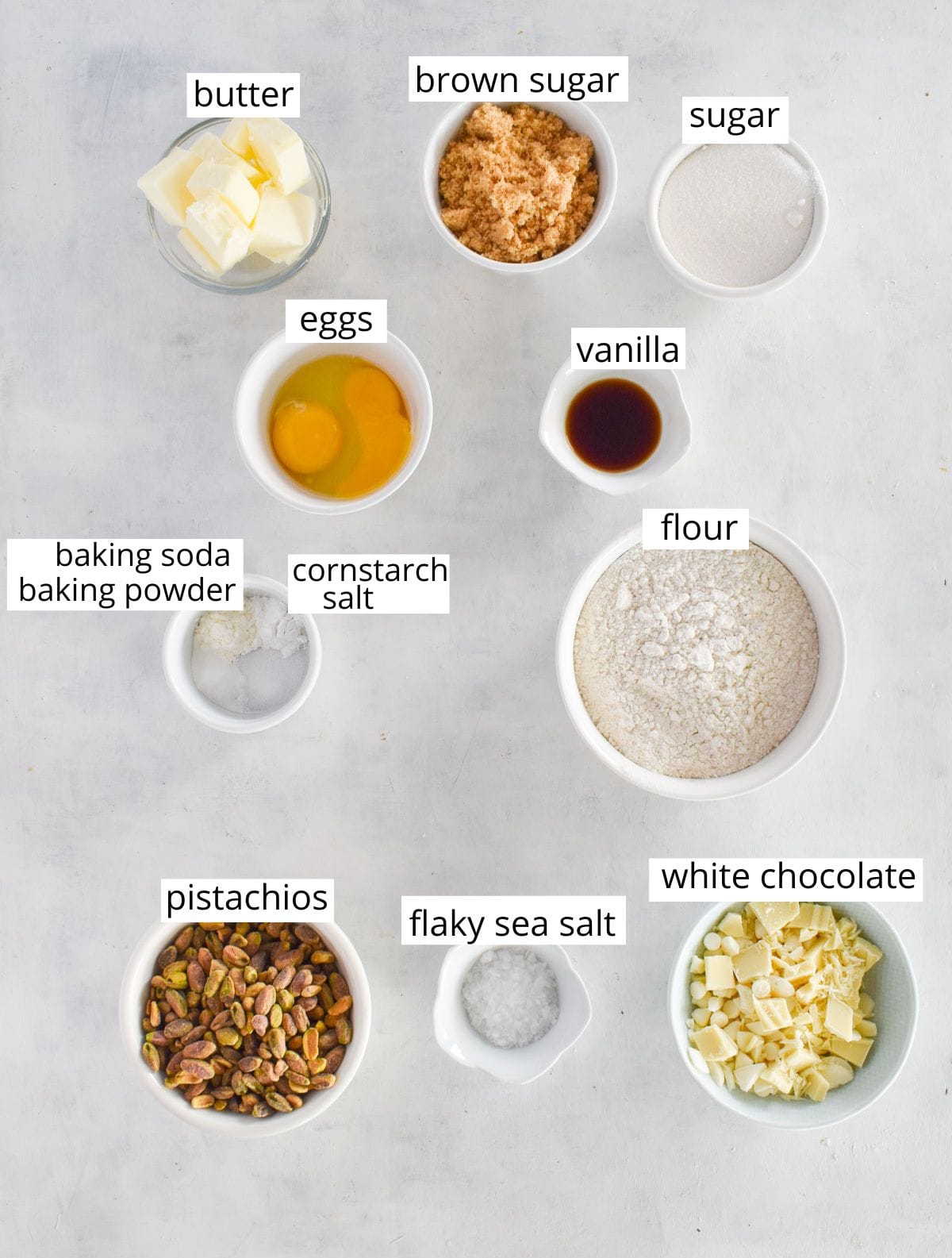 ingredients for recipe laid out and labeled.